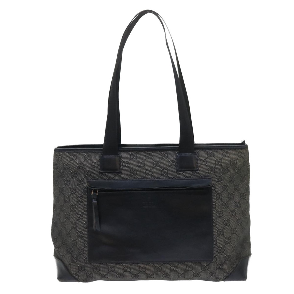 GUCCI GG Canvas Tote Bag Canvas Leather Black Auth 53674 - Picture 13 of 16